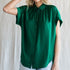 Madison Solid Collared Button Up Top Hunter Green