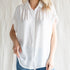 Madison Solid Collared Button Up Top Off White