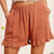 Carlee Lightweight Ruffle Shorts With Pockets-Rust