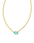 Kendra Scott Cailin Gold Pendant Necklace In Aqua Crystal