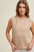 Scalloped Knit Sweater Vest - Taupe