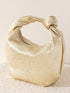 Chrissy Knotted Metallic Top Handle Bag, Gold