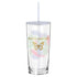 Glass Tumbler With Straw Anti-Social Butterfly