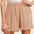 Carlee Lightweight Ruffle Shorts With Pockets-Taupe