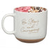 Mug White Floral Strong & Courageous Josh. 1:9
