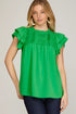 Green Parade Ruffle Blouse