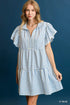 Striped Flutter Babe Dress - Blue