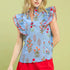 Blue Sweet Serenity Floral Blouse