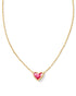 Kendra Scott Framed Ari Heart Gold Short Pendant Necklace In Azalea Illusion