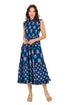 Navy Ward Smocked Midi Dress