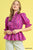 Genevieve Ruffle Neck Top - Magenta 
