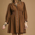 Vanta Puff Sleeve Dress- Brown