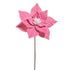 22" Pink Glitter Trim Poinsettia Stem