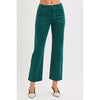 Rowan Hunter Green High Rise Ankle Flare Patch Pocket Jeans