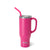 Hot Pink Mega Mug (30oz) Holds up to 30oz Keeps drinks cold 24+ hours and hot 3+ hours Comfort-grip plastic handle Fits most standard cup holders Double-walled, vacuum-sealed, and copper-plated Condensation-free and non-breakable Constructed of 304-18/8 stainless steel Built-in silicone coaster base prevents slips, drips, and scratches Includes a Large Lid with removable slider Includes a Mega Mug plastic straw with a removable silicone flexi-tip