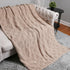 Solid Color Waffle Knit Luxury Soft Throw Blanket- Beige