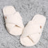 Solid Color Luxury Soft Criss-Cross Slippers- Ivory
