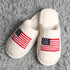 American Flag Pattern Embroidered Luxury Soft Slippers- S/M