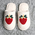 Strawberry Pattern Embroidered Luxury Soft Slippers