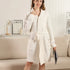 Solid Color Luxury Soft Robe W/ Front Pockets & Belt- Ivory
