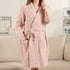 Solid Color Luxury Soft Robe W/ Front Pockets & Belt- Pink