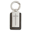 Man of God Black Faux Leather and Silver Metal Cross Keychain