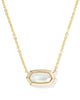 Elisa Bezel Gold Short Pendant Necklace In Ivory Mother-of-Pearl