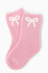 Light Pink/Coconut Bow Cozy Socks