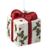 5" Glass Gift Box with Holly Ornament