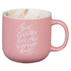 God Is Within Her Rose Pink Floral Ceramic Coffee Mug – Psalm 46:5