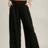 Frayed Wide Leg Linen Pants - Black