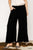 Frayed Wide Leg Linen Pants - Black