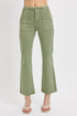 High Rise-Ankle Flare-Patch Pocket Pants In Sage