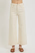 White Tummy Control High Rise Crop Wide Jeans