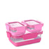 Pink 3 Piece Glass Food Storage Set- Medium