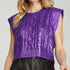 Purple Knit Metallic Cropped Sweater