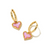 Kendra Scott Ari Heart Huggie Earrings Gold Bubblegum Pink Kyocera Opal