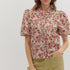 Scarlet Bloom Bubble Sleeve Top