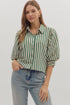 Margo Striped Collared Button Down - Green