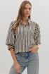 Margo Striped Collared Button Down - Black