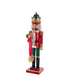 15" Wooden Red and Green Nutcracker with Horn