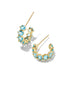 Kendra Scott Cailin Gold Crystal Huggie Earing In Aqua Crystal