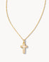 Kendra Scott Gold Cross Pendant Necklace In White Opal
