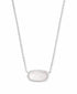 Kendra Scott Elisa Silver Pendant Necklace In White Kyocera Opal