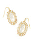 Kendra Scott Elle Gold Crystal Frame Drop Earrings In Ivory Mother Of Pearl