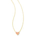 Kendra Scott Framed Gold Ari Heart Short Pendant Necklace In Light Pink Drusy