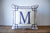 Navy Greek Key Square Letter Pillow