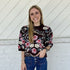 Short Sleeve Floral Knitted Top