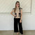 Frayed Wide Leg Linen Pants - Black