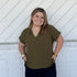Lady May V-Neck Blouse - Olive